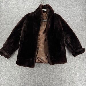 Woman Genuine‎ Mink Fur Coat Jacket Formal Dark Brown Chocolate Womens Medium